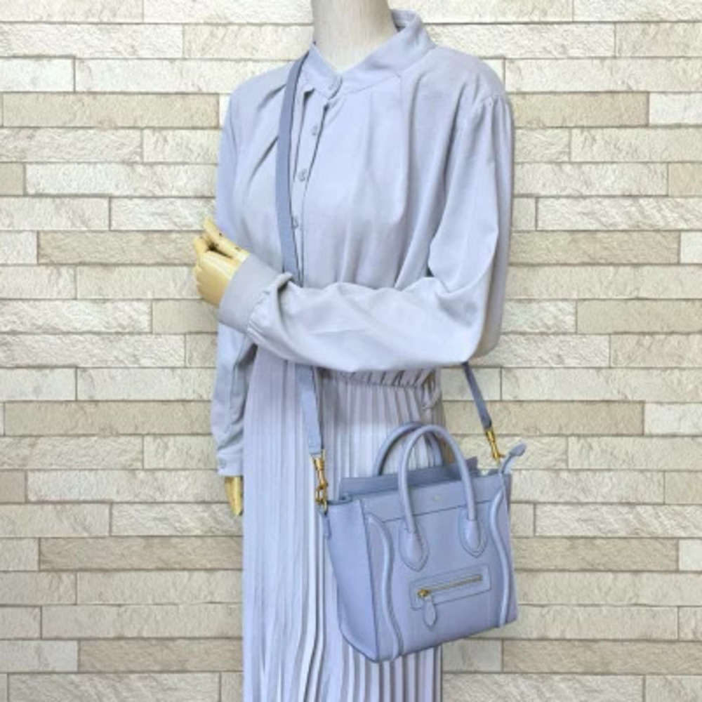 Celine Leather Shoulder Shopper Luggage Tote Bag Aqua Black